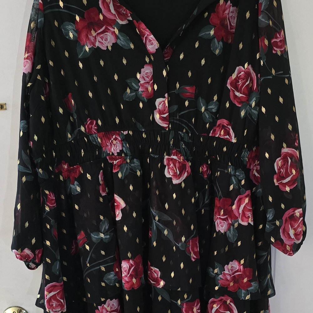Torrid 4x Flloral Black and Red Women's Dress